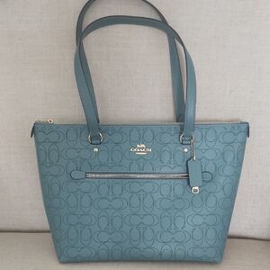 Coach Teal Signature Tote Bag